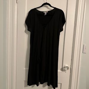 Black Dress with Lace Up Front Detail Size 2X